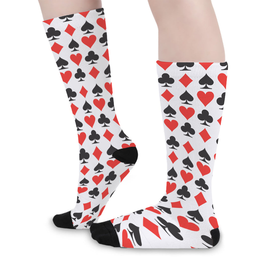 Playing Card Symbols Pattern Print Long Socks