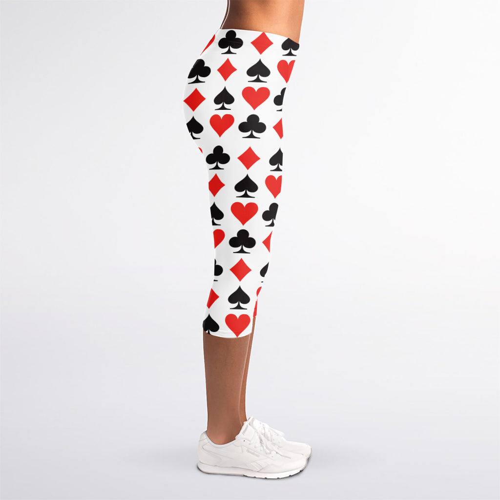 Playing Card Symbols Pattern Print Women's Capri Leggings