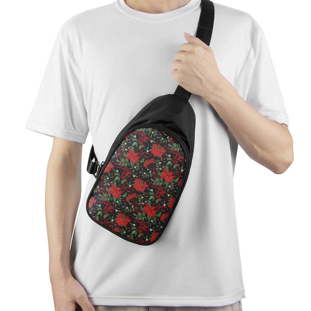 Poinsettia Flower Pattern Print Chest Bag