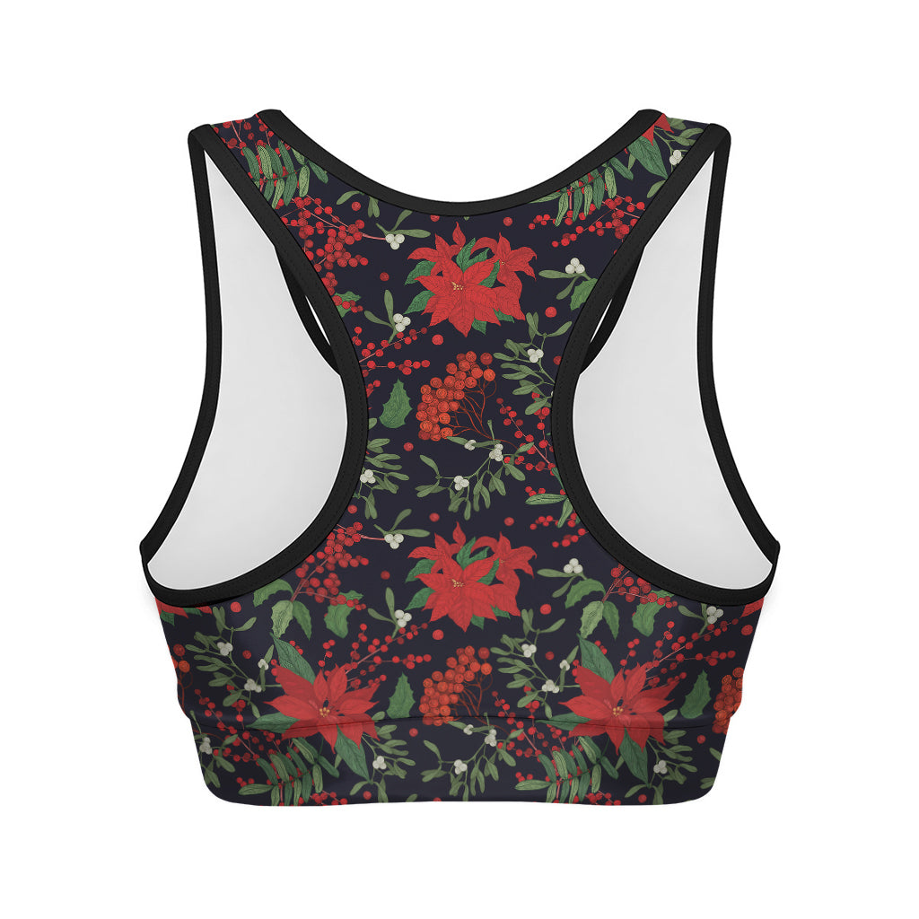 Poinsettia Flower Pattern Print Women's Sports Bra