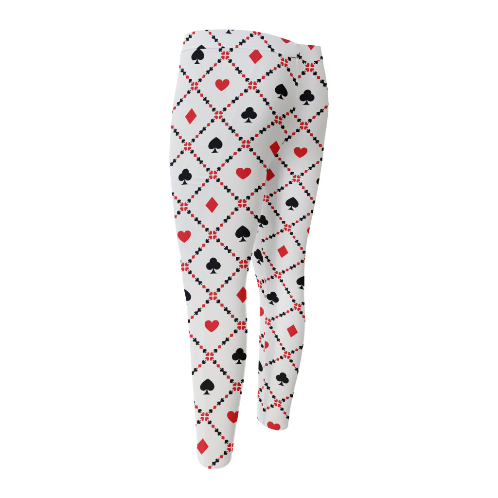 Poker Playing Card Suits Pattern Print Men's Compression Pants