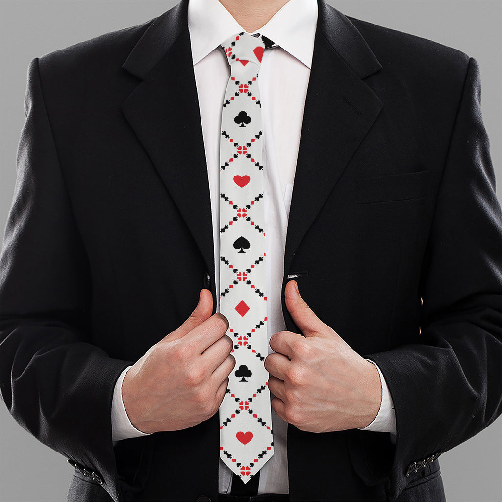 Poker Playing Card Suits Pattern Print Necktie