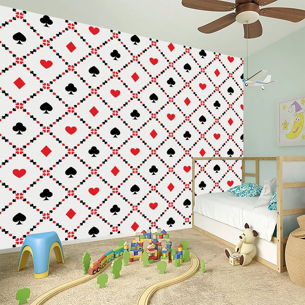 Poker Playing Card Suits Pattern Print Wall Sticker