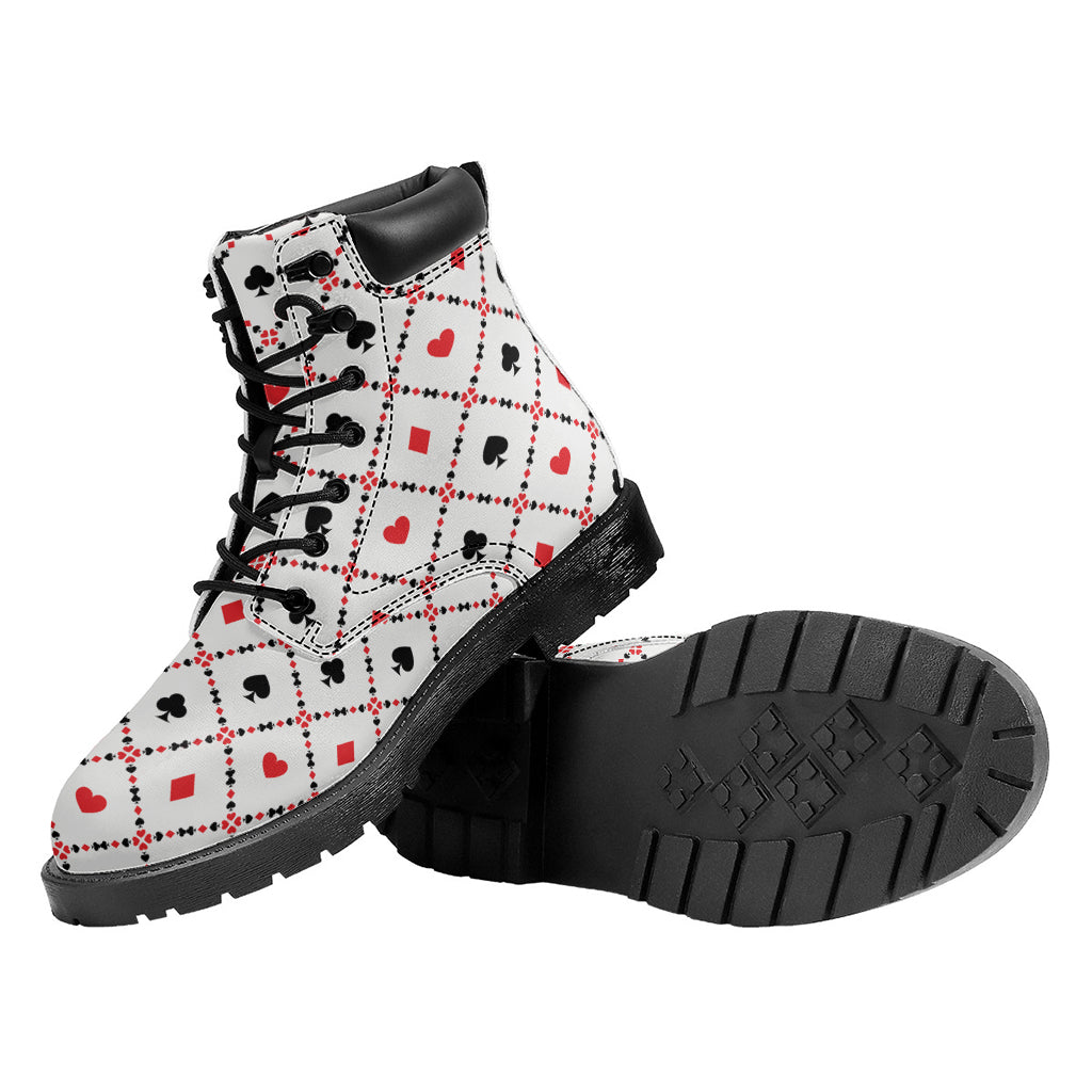 Poker Playing Card Suits Pattern Print Work Boots