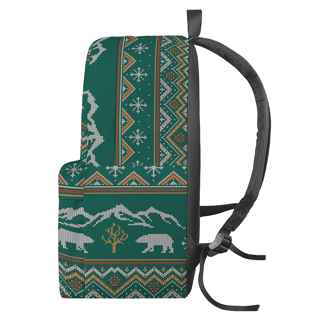 Polar Bear Knitted Pattern Print Backpack