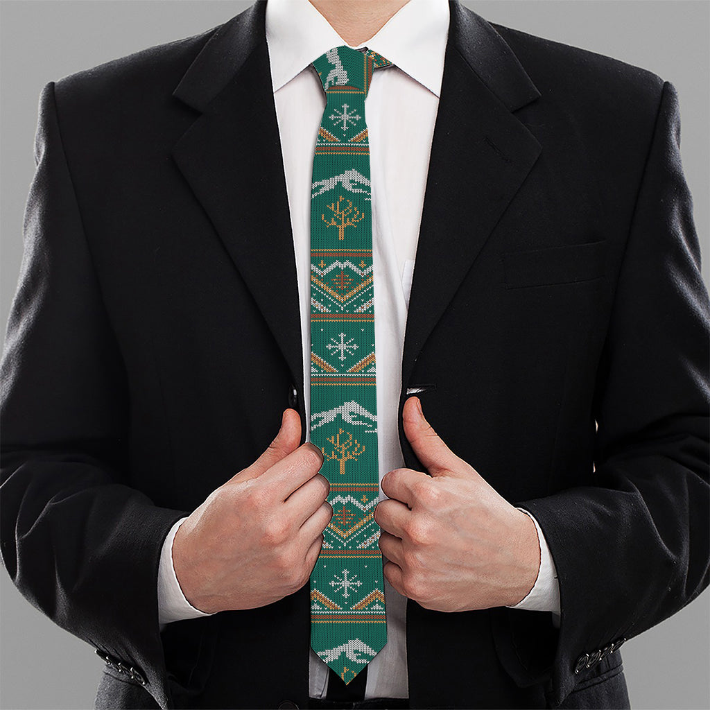 Polar Bear Knitted Pattern Print Necktie