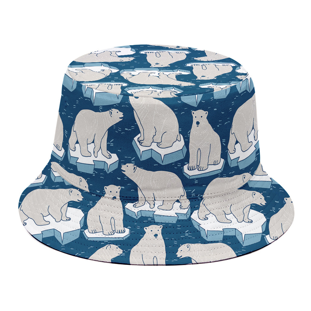 Polar Bear On Ice Pattern Print Bucket Hat