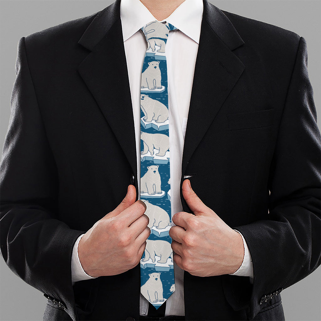 Polar Bear On Ice Pattern Print Necktie