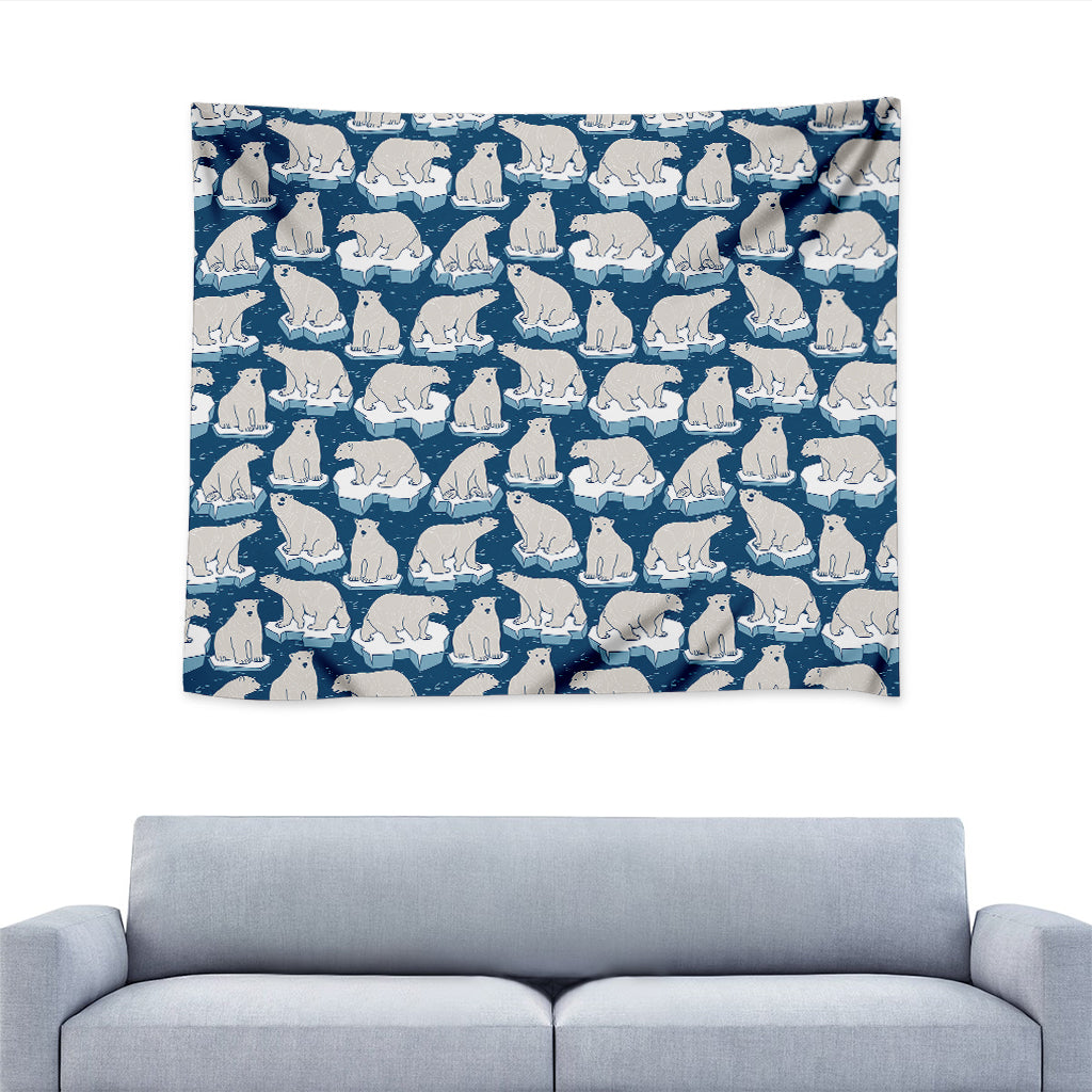 Polar Bear On Ice Pattern Print Tapestry