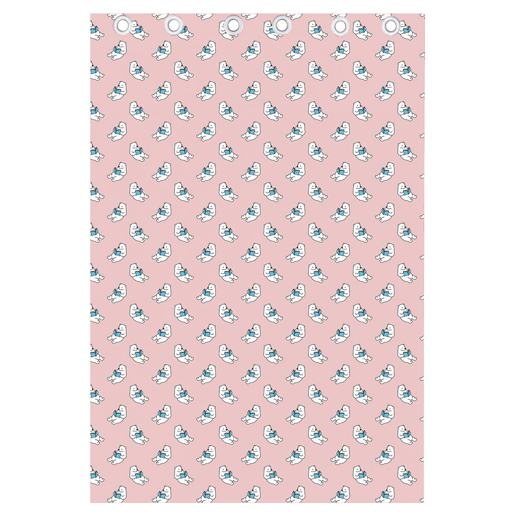 Polar Bear Reading Book Pattern Print Curtain