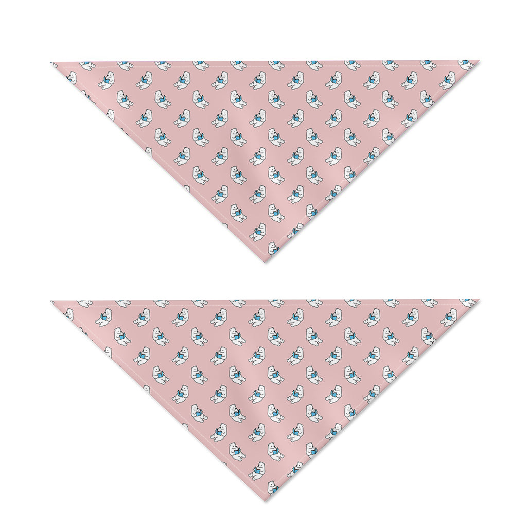 Polar Bear Reading Book Pattern Print Dog Bandana