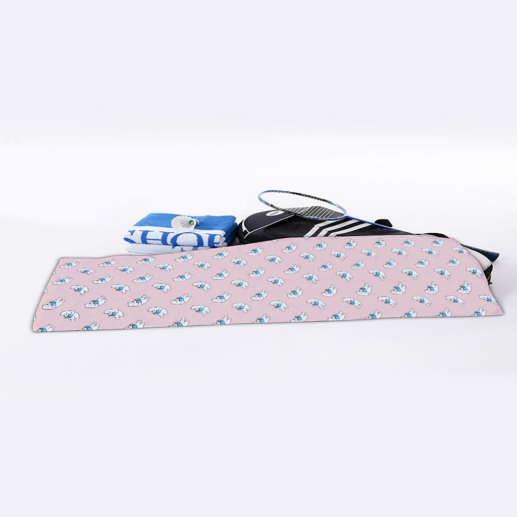 Polar Bear Reading Book Pattern Print Sports Towel
