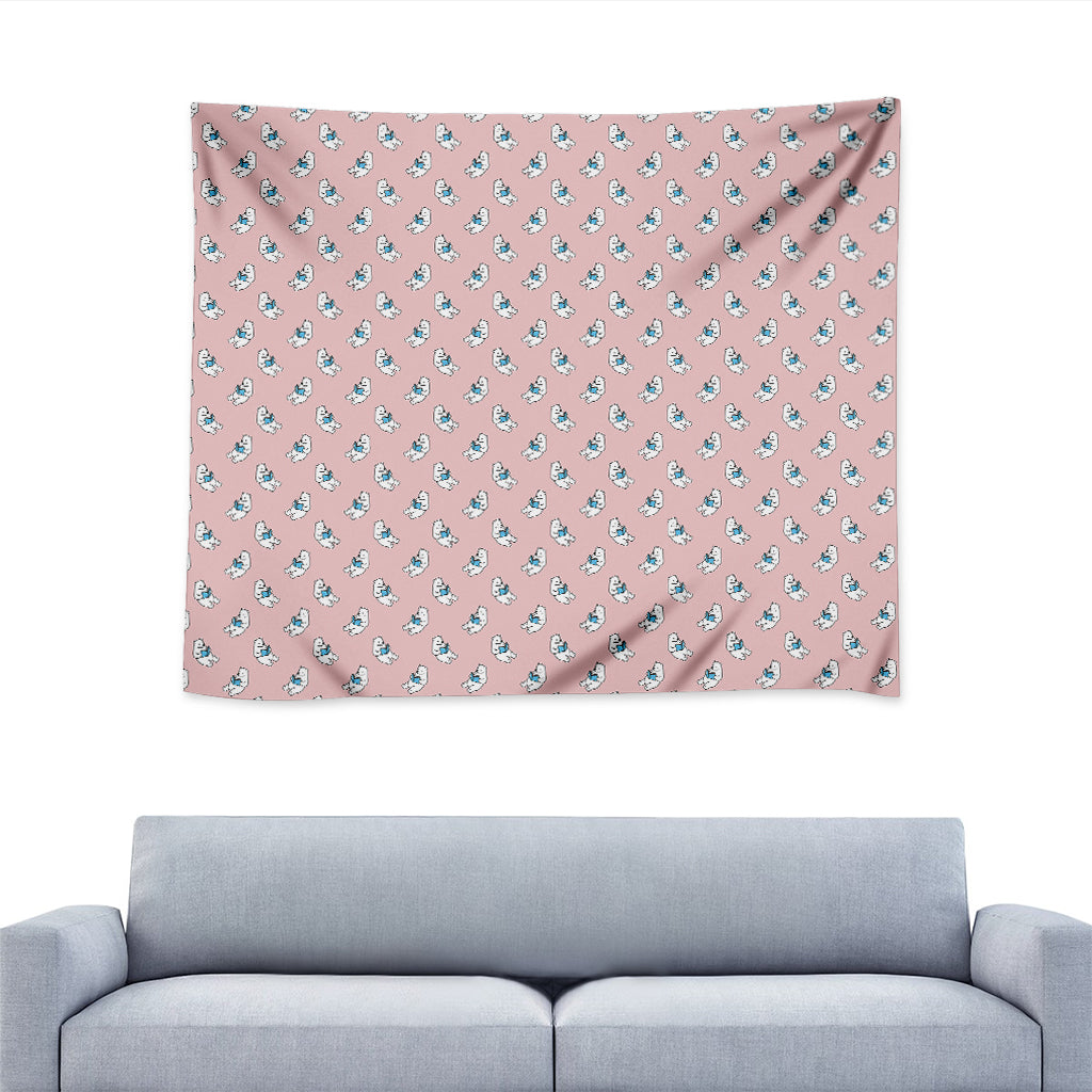 Polar Bear Reading Book Pattern Print Tapestry