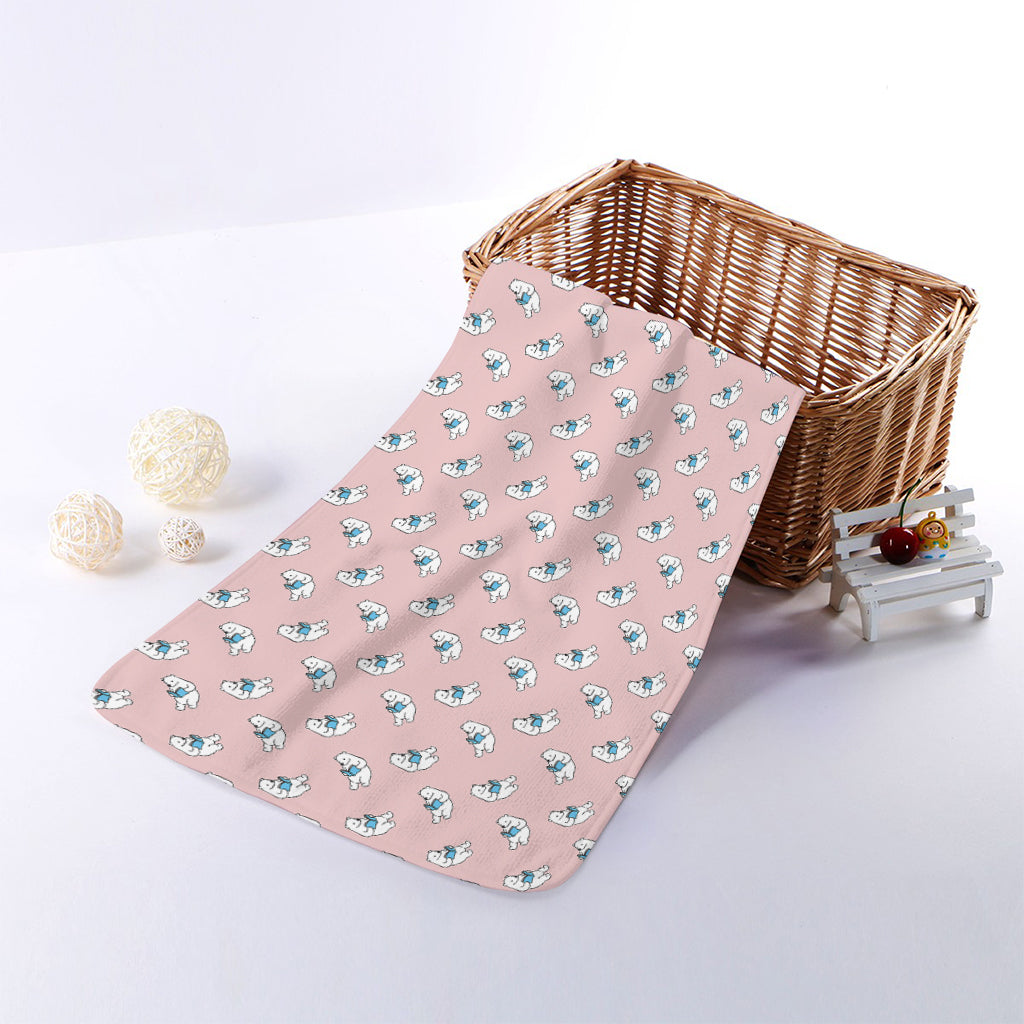 Polar Bear Reading Book Pattern Print Towel