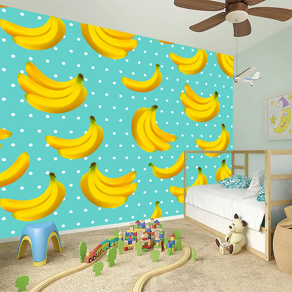 Polka Dot Banana Pattern Print Wall Sticker