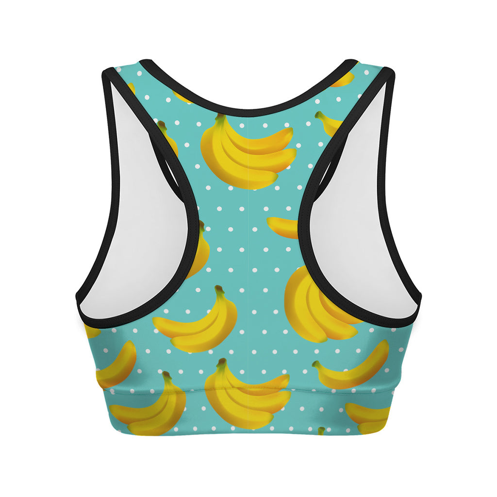 Polka Dot Banana Pattern Print Women's Sports Bra
