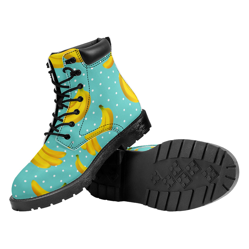 Polka Dot Banana Pattern Print Work Boots