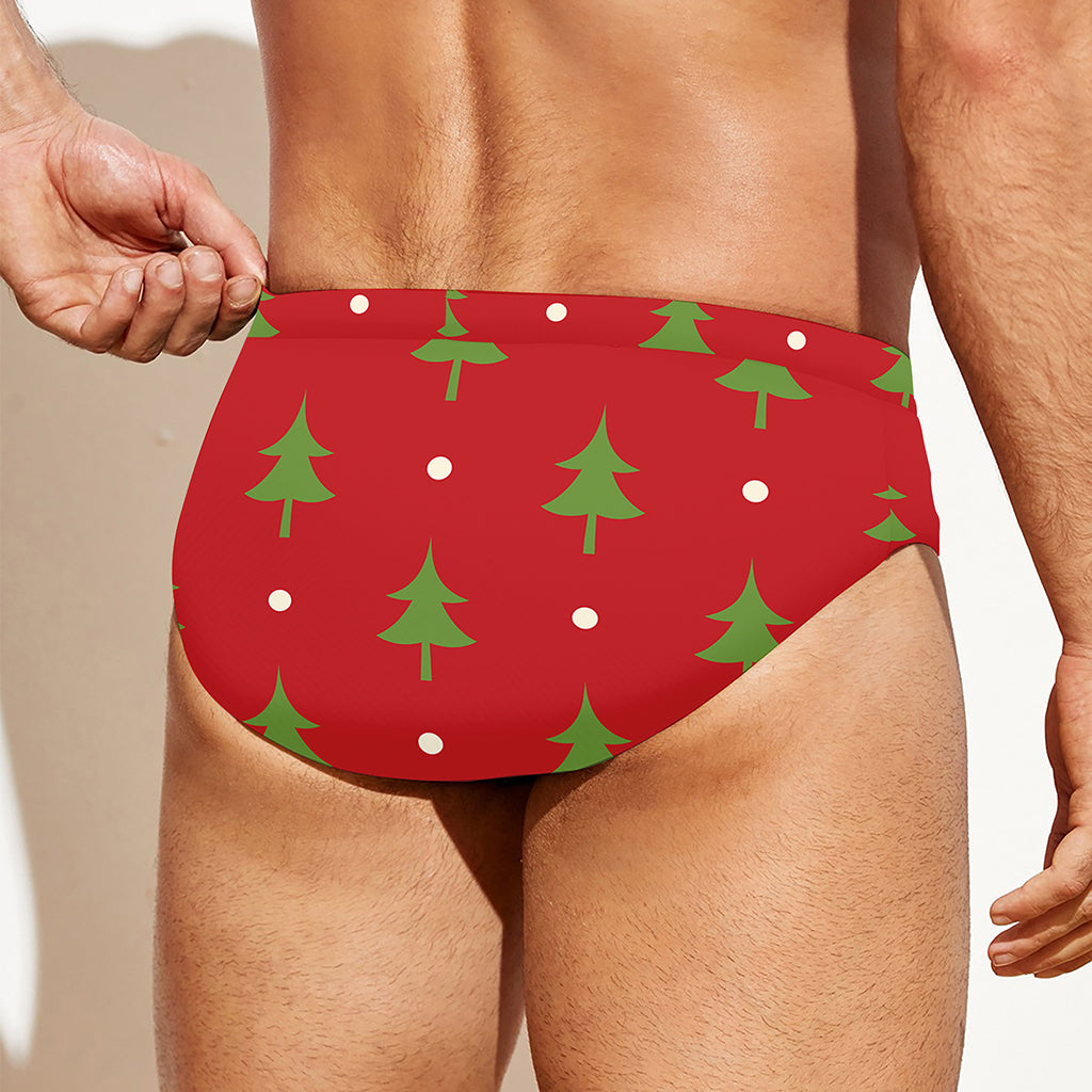 Polka Dot Christmas Tree Pattern Print Men's Swim Briefs