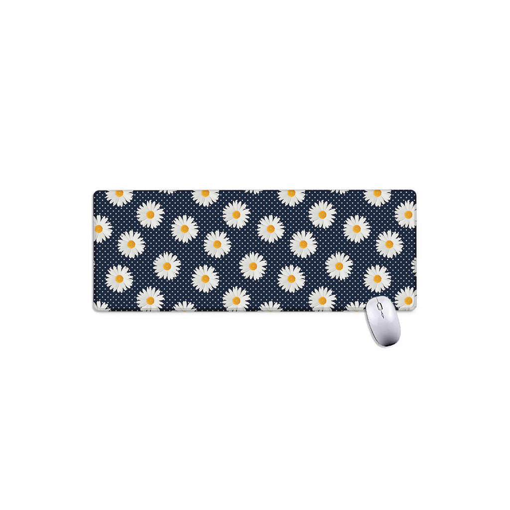 Polka Dot Daisy Floral Pattern Print Extended Mouse Pad