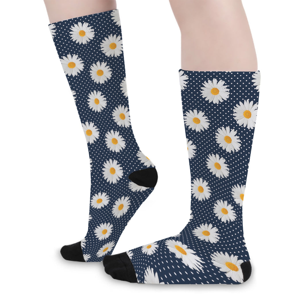 Polka Dot Daisy Floral Pattern Print Long Socks