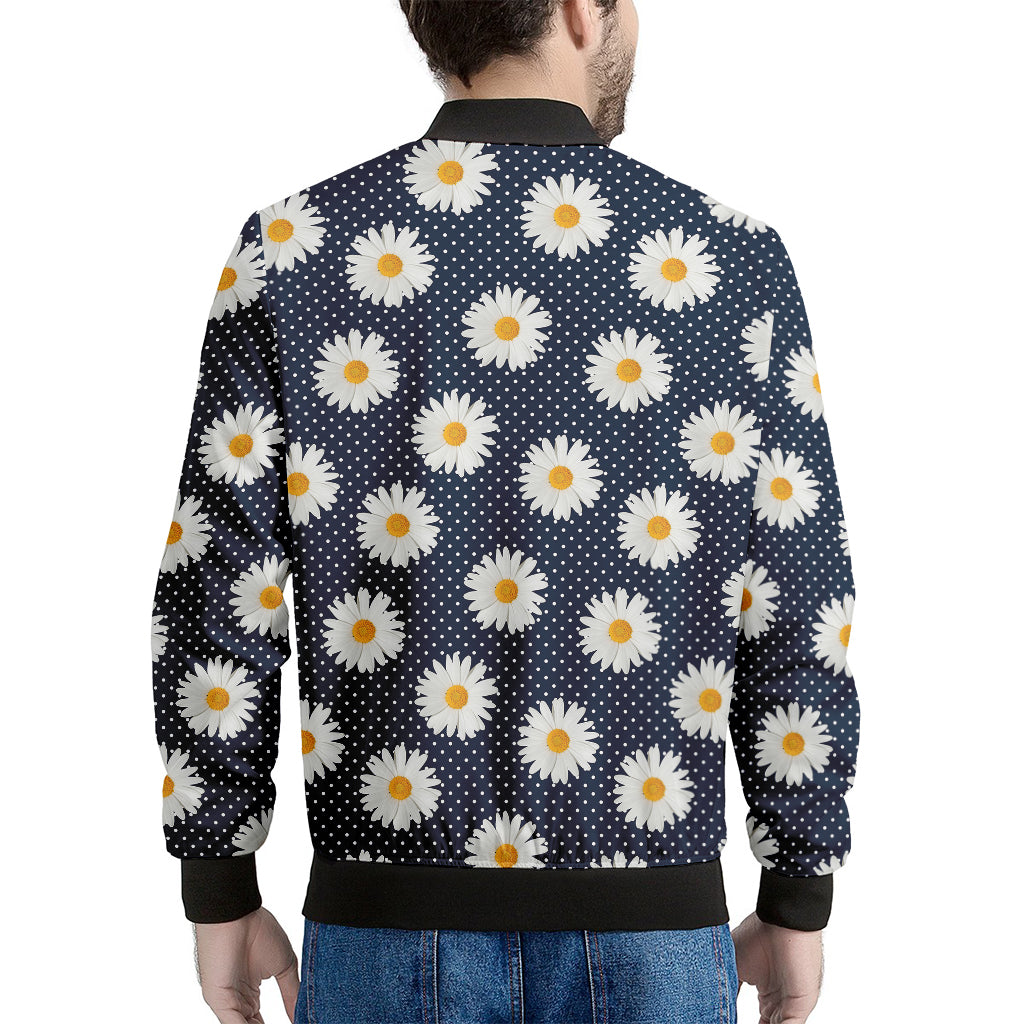 Polka Dot Daisy Floral Pattern Print Men's Bomber Jacket