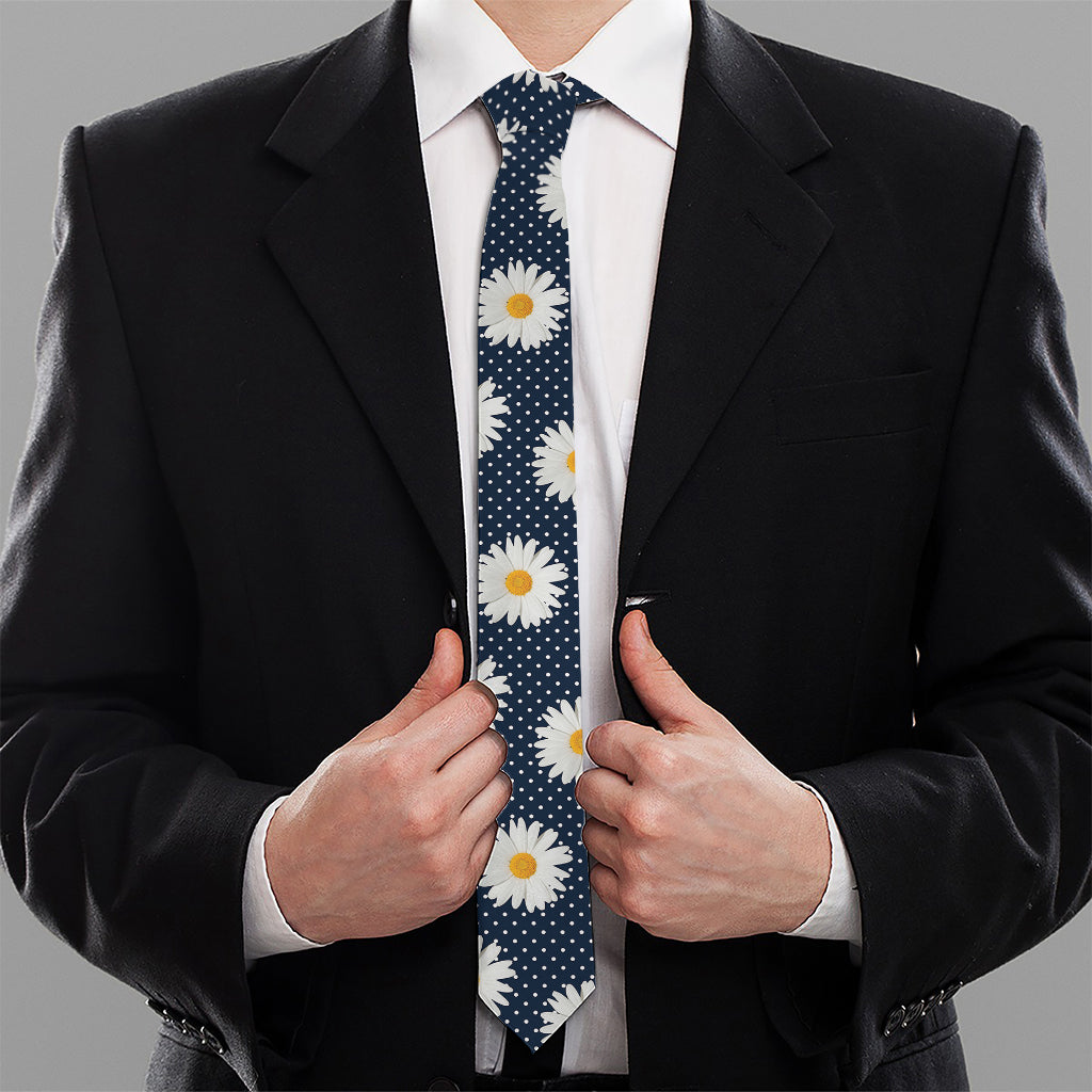 Polka Dot Daisy Floral Pattern Print Necktie