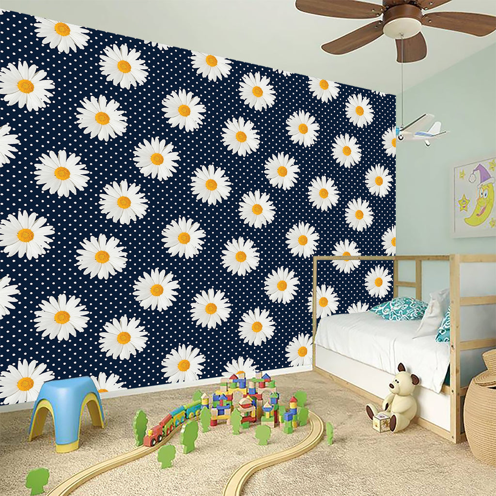Polka Dot Daisy Floral Pattern Print Wall Sticker