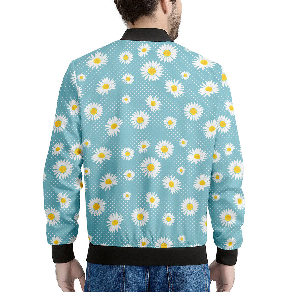 Polka Dot Daisy Flower Pattern Print Men's Bomber Jacket