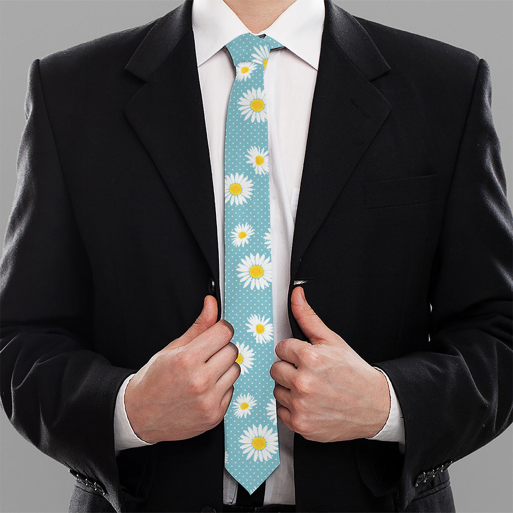 Polka Dot Daisy Flower Pattern Print Necktie