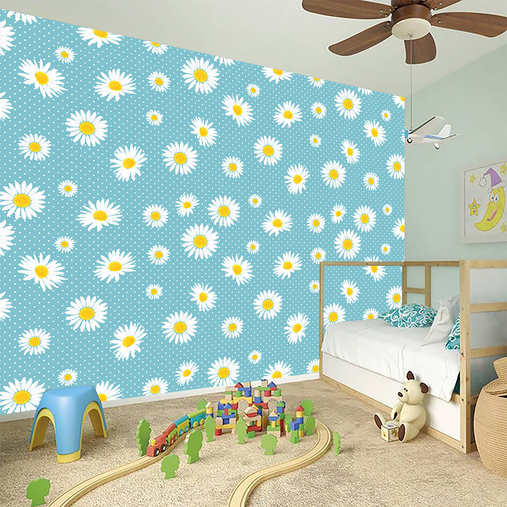 Polka Dot Daisy Flower Pattern Print Wall Sticker