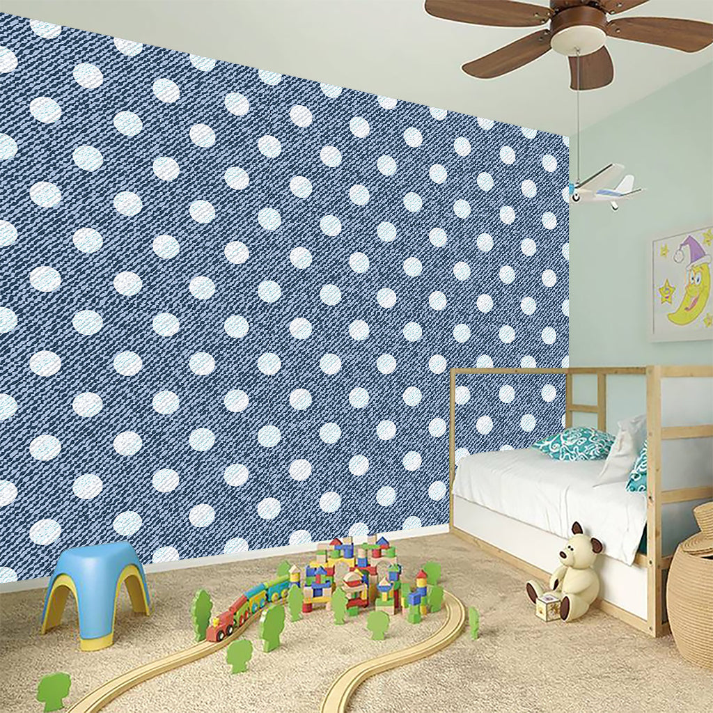 Polka Dot Denim Jeans Pattern Print Wall Sticker