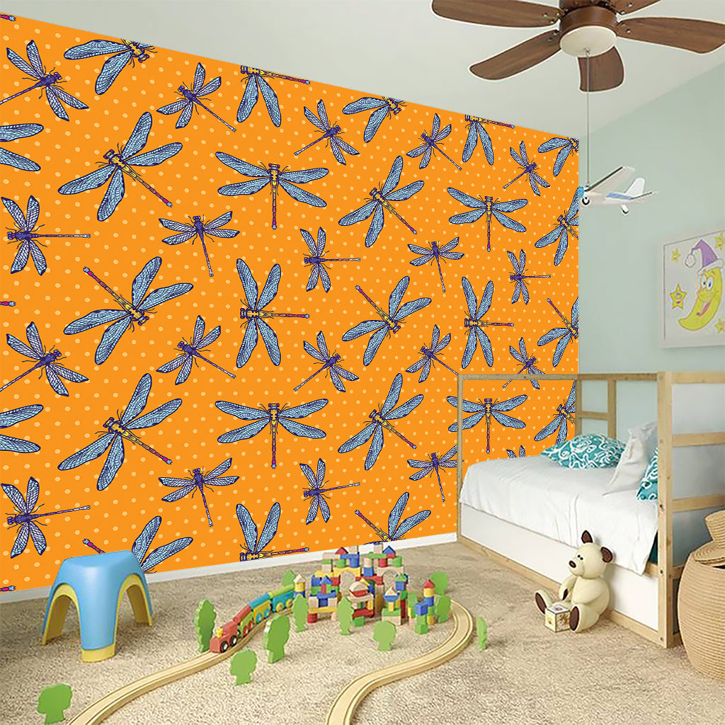 Polka Dot Dragonfly Pattern Print Wall Sticker