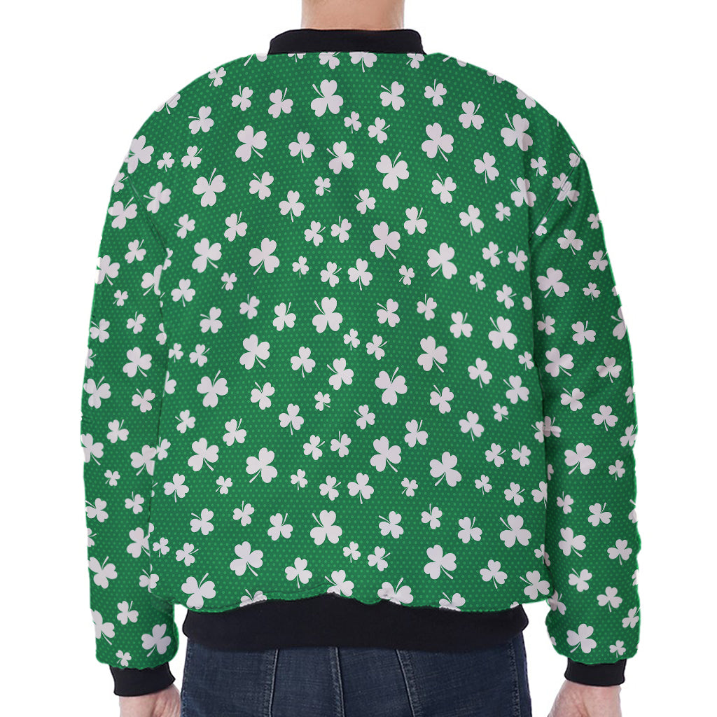 Polka Dot Irish St. Patrick's Day Print Zip Sleeve Bomber Jacket