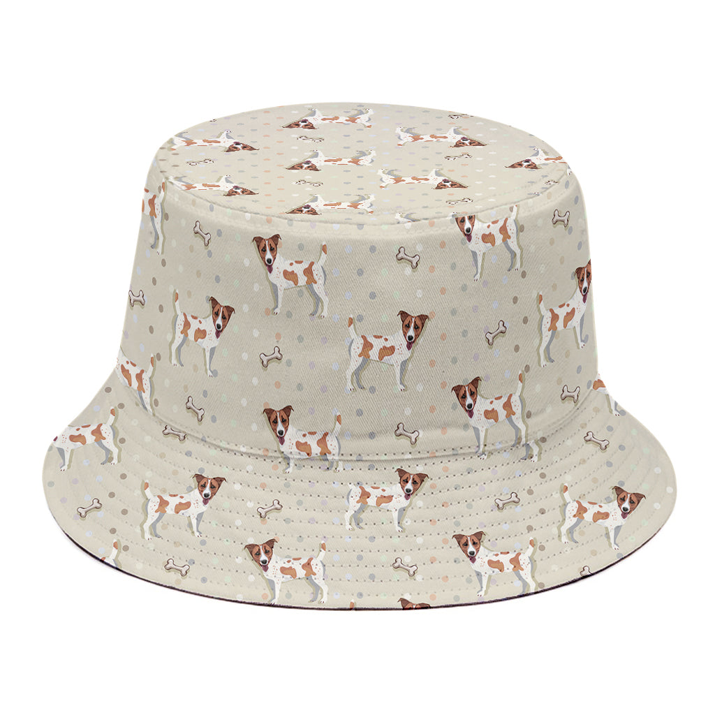 Polka Dot Jack Russell Terrier Print Bucket Hat
