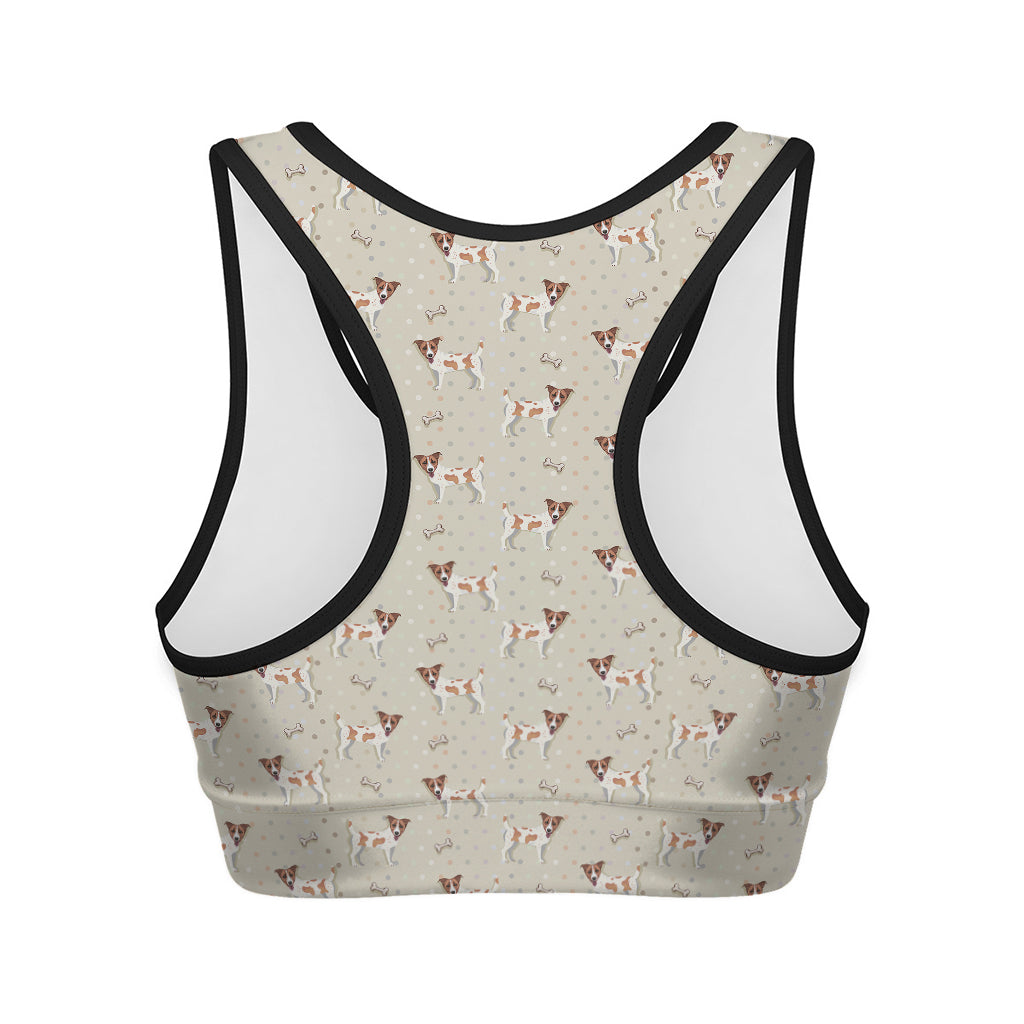 Polka Dot Jack Russell Terrier Print Women's Sports Bra