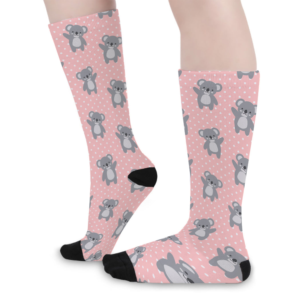 Polka Dot Koala Pattern Print Long Socks