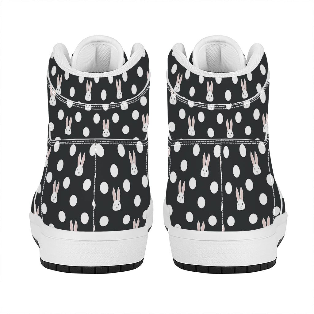 Polka Dot Rabbit Pattern Print High Top Leather Sneakers