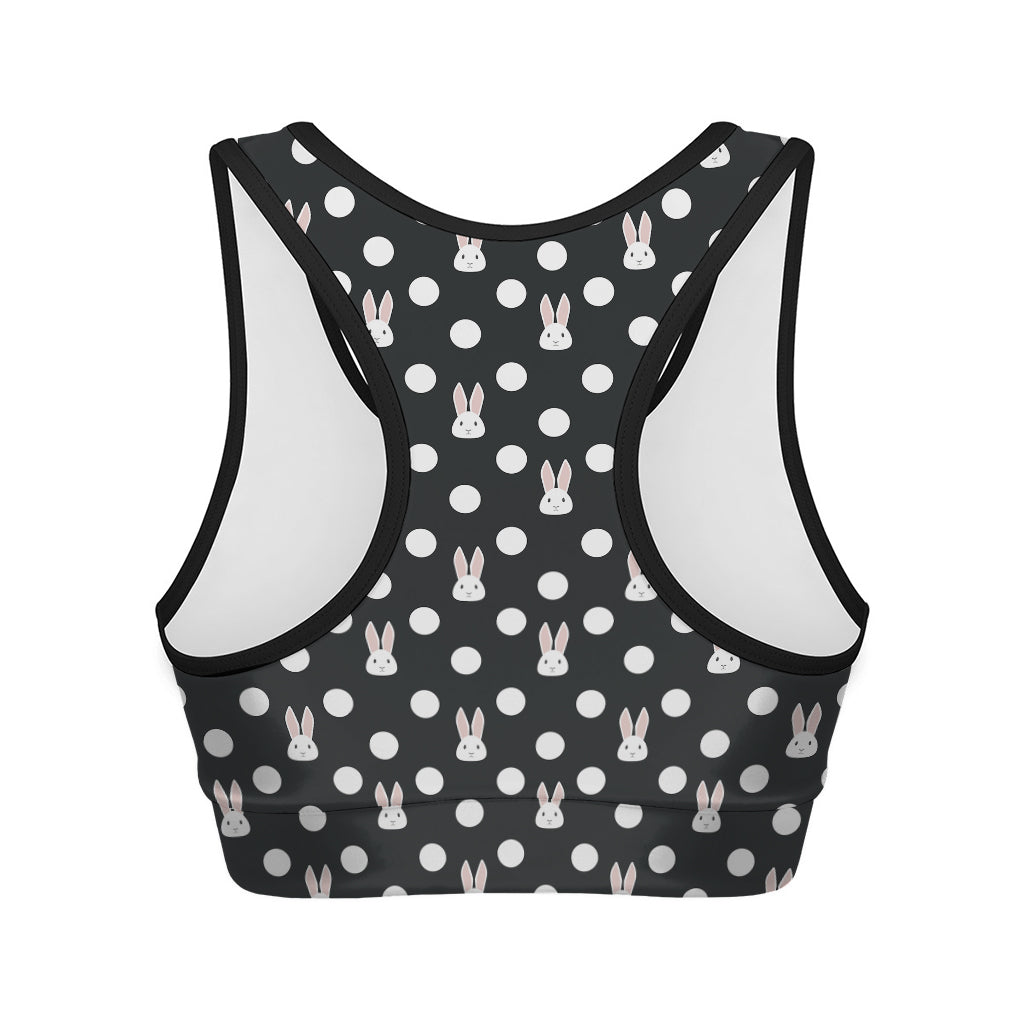 Polka Dot Rabbit Pattern Print Women's Sports Bra