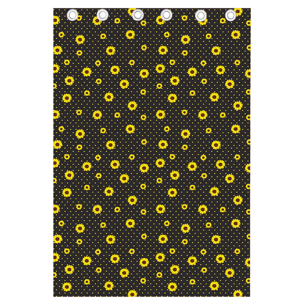 Polka Dot Sunflower Pattern Print Curtain
