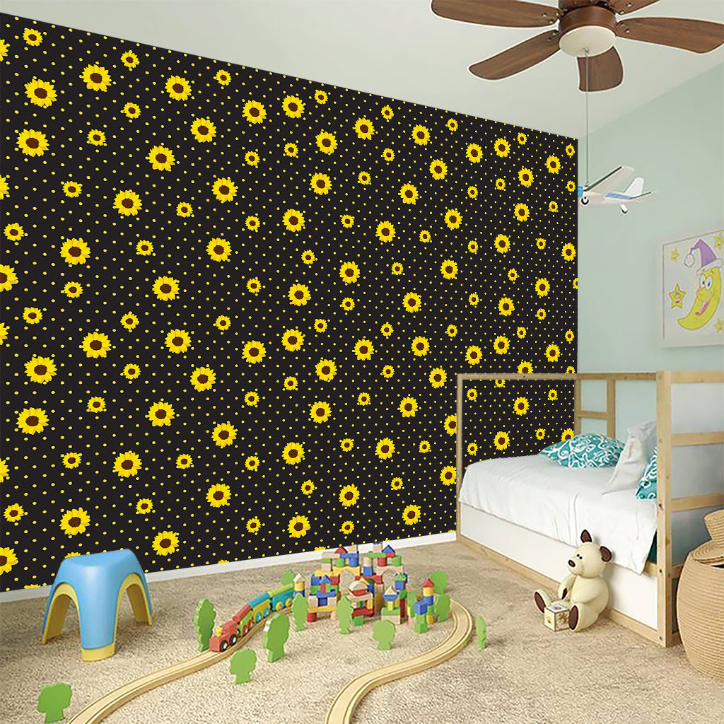 Polka Dot Sunflower Pattern Print Wall Sticker
