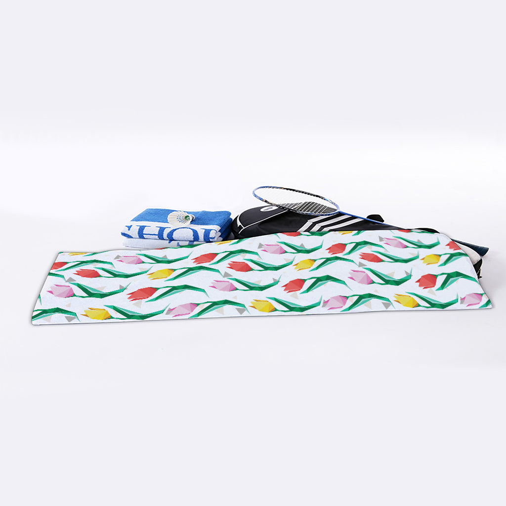 Polygon Tulip Pattern Print Sports Towel