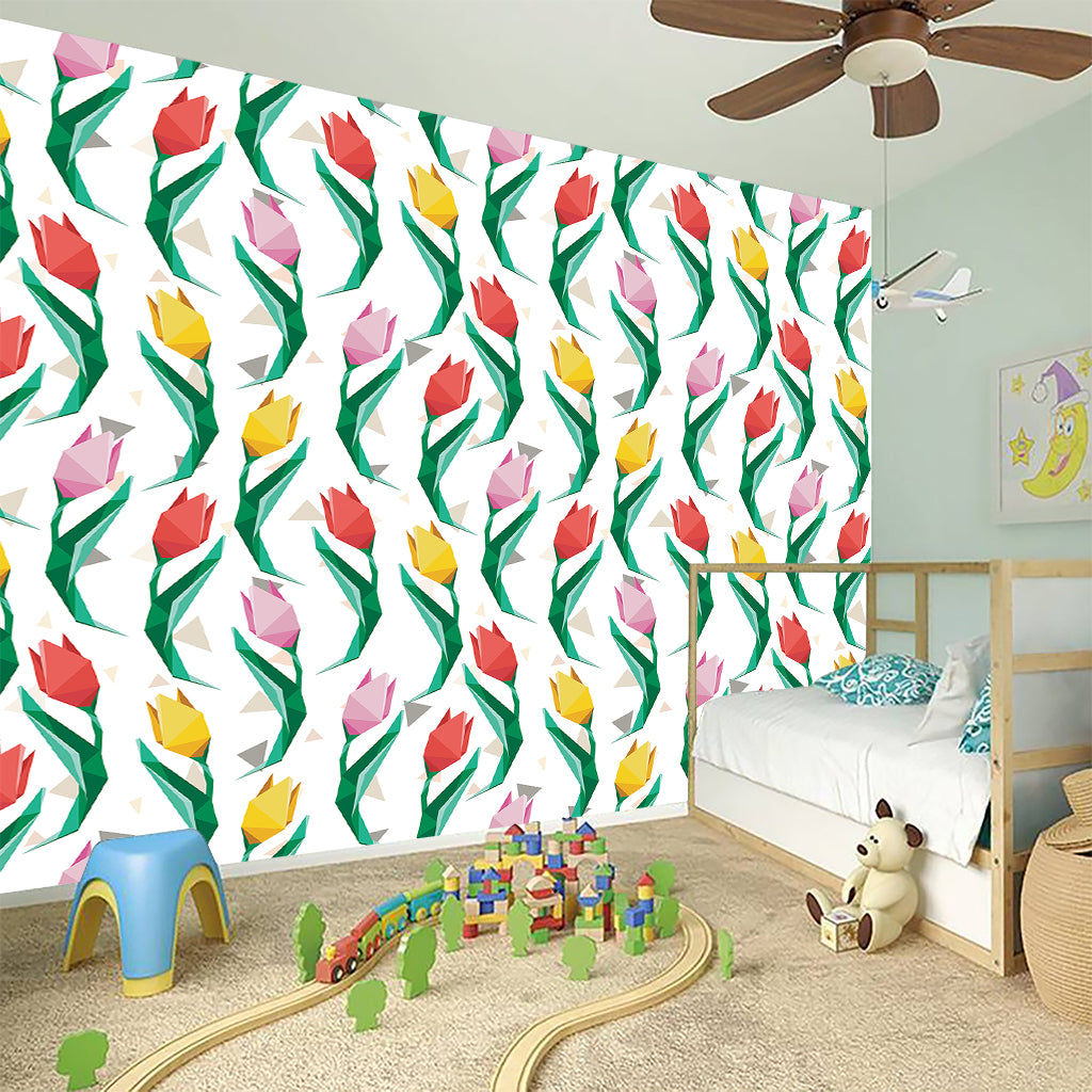 Polygon Tulip Pattern Print Wall Sticker