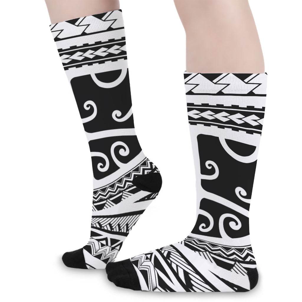 Polynesian Tribal Tattoo Pattern Print Long Socks