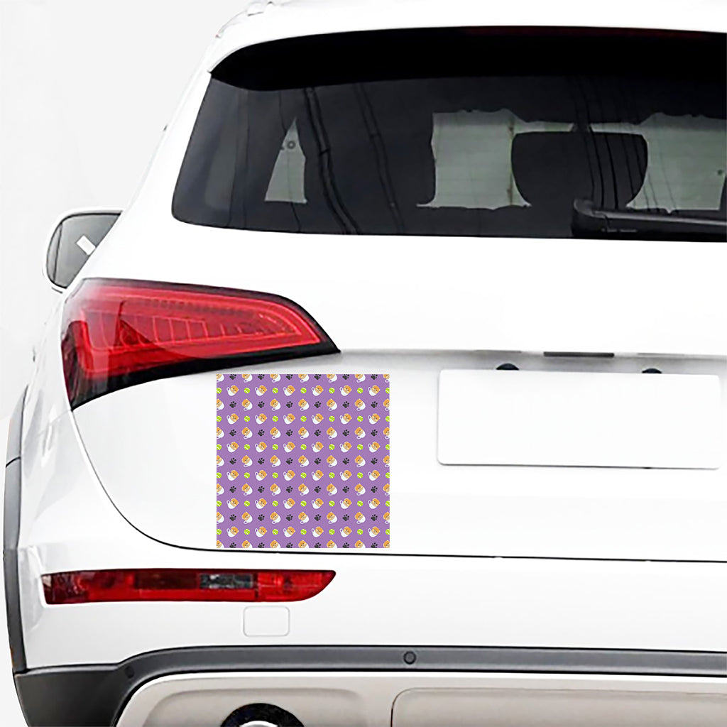 Pomeranian In Tea Cup Pattern Print Car Sticker
