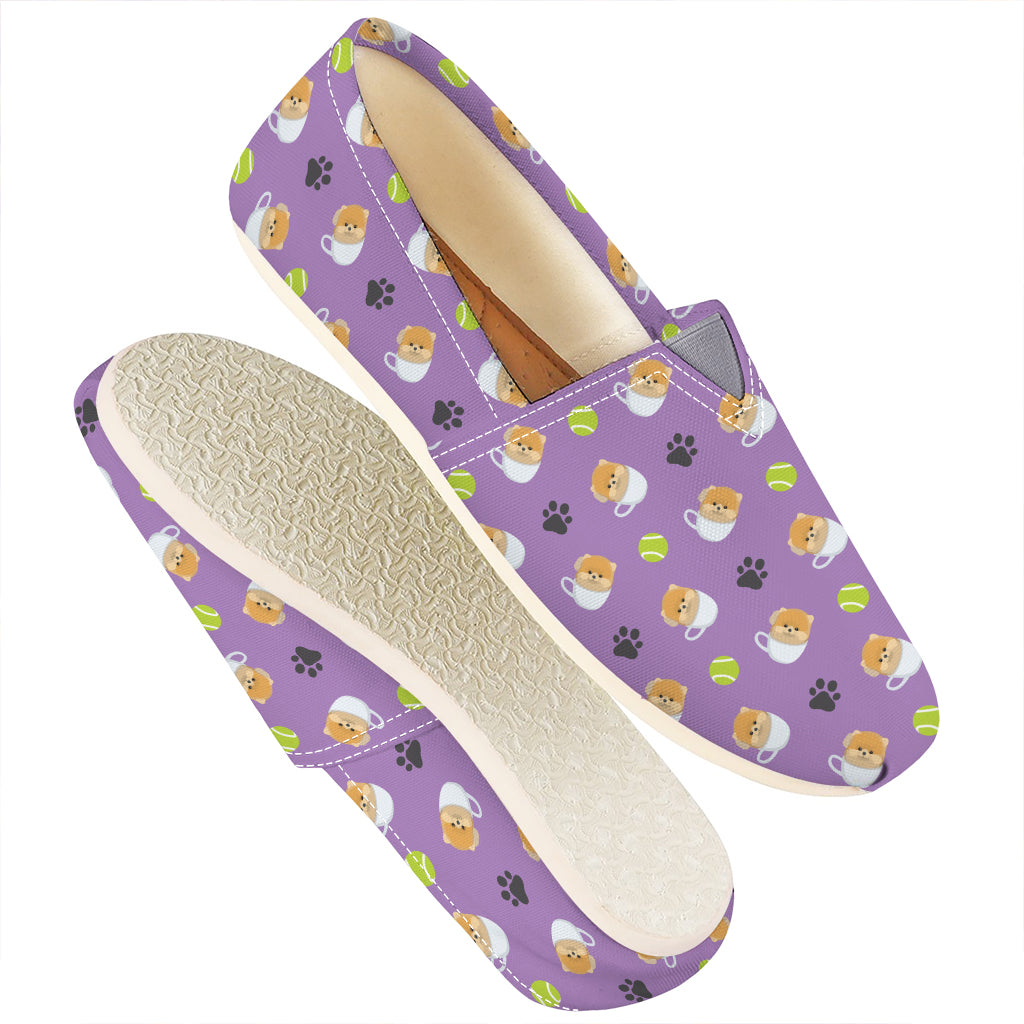 Pomeranian In Tea Cup Pattern Print Casual Shoes