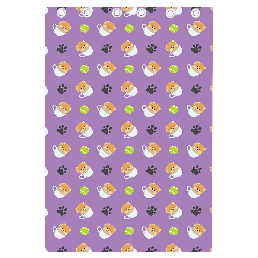 Pomeranian In Tea Cup Pattern Print Curtain