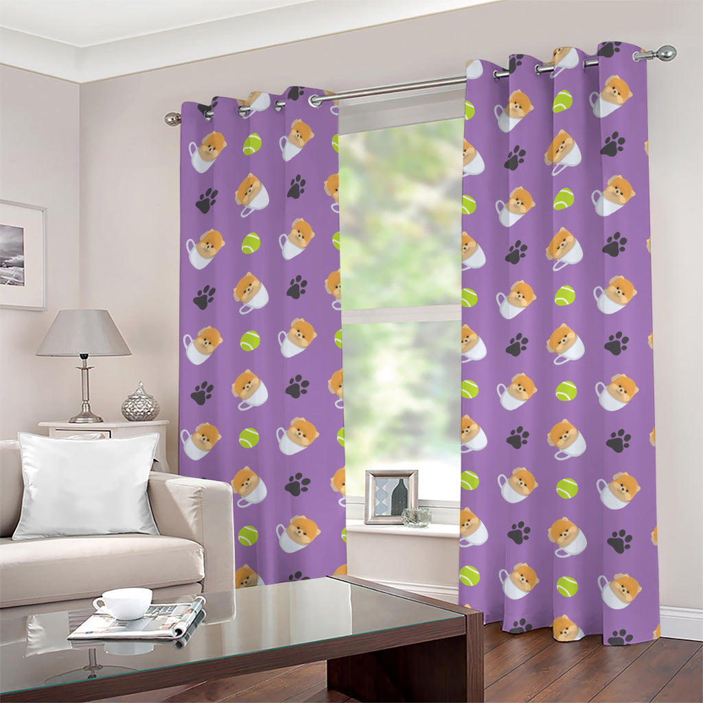 Pomeranian In Tea Cup Pattern Print Grommet Curtains