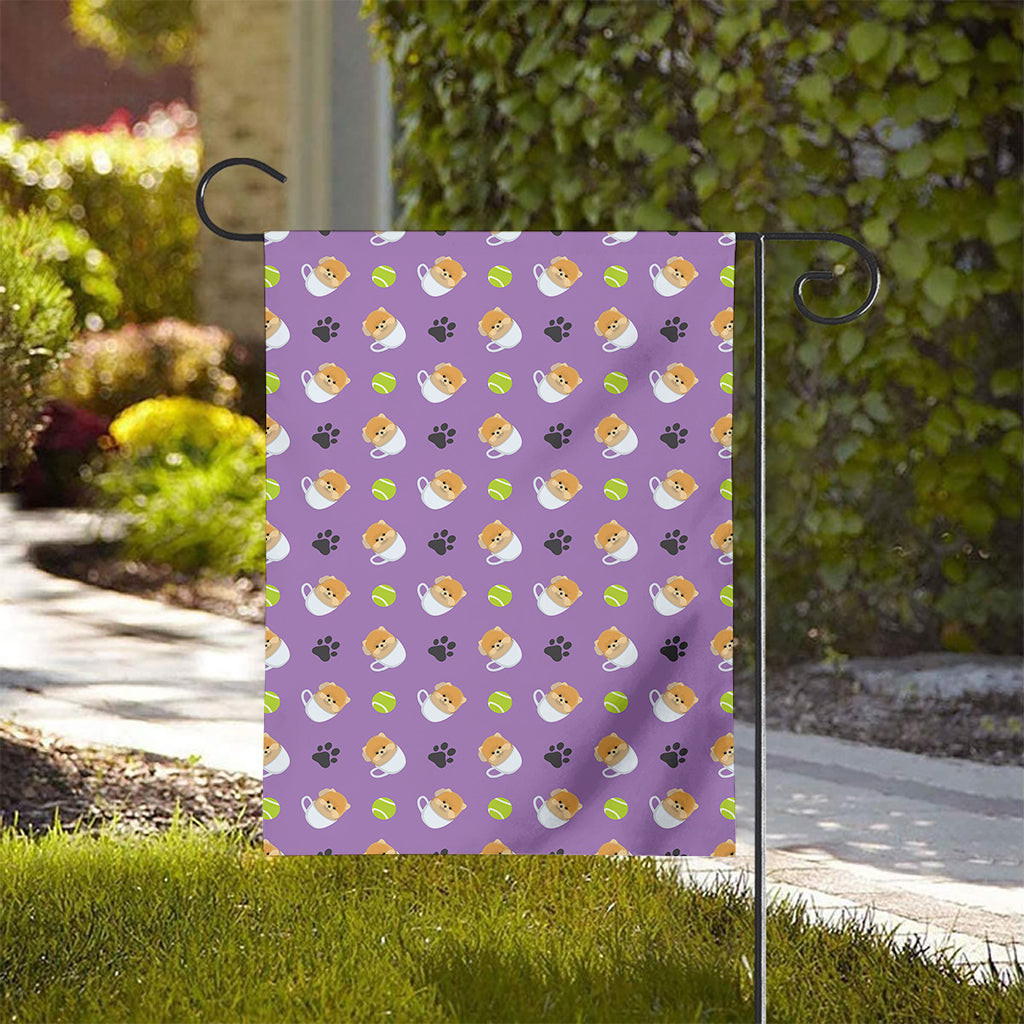 Pomeranian In Tea Cup Pattern Print House Flag