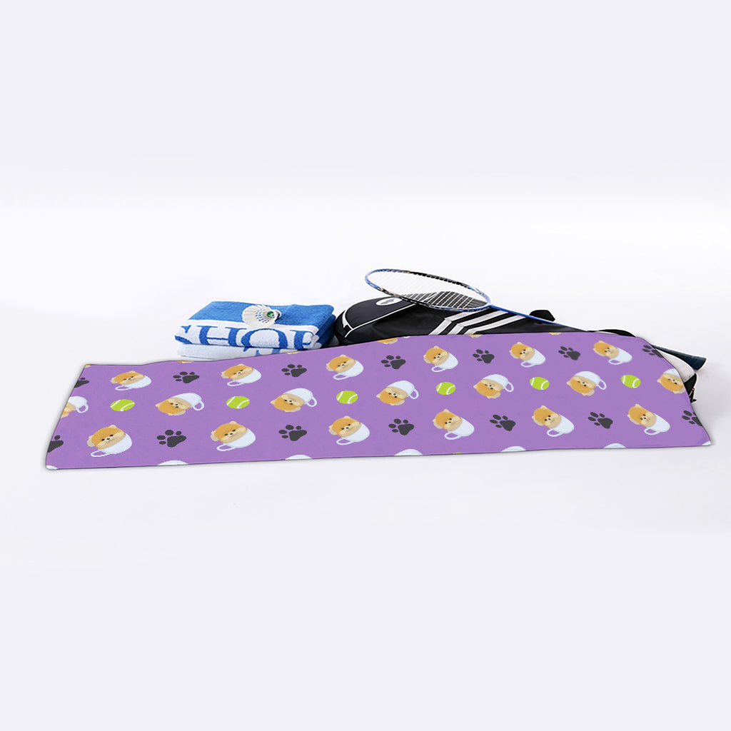 Pomeranian In Tea Cup Pattern Print Sports Towel