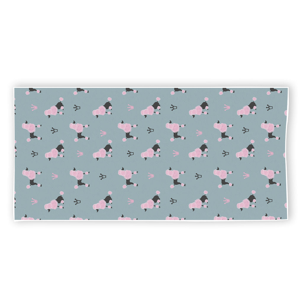 Poodle And Crown Pattern Print Beach Towel